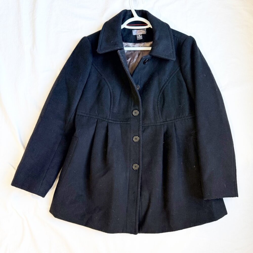 Oh Baby By Motherhood Black Maternity Peacoat Medium With Button Closure & Lined